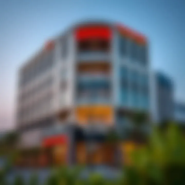 A stunning view of an affordable hotel in Deira, Dubai showcasing its modern architecture.