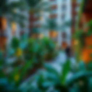 Vibrant community space in Al Badia Residence filled with greenery