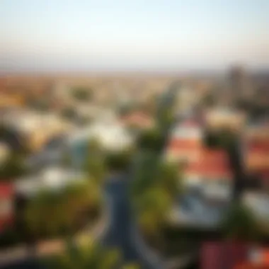 Aerial view of the vibrant neighborhood surrounding Al Badia Residence