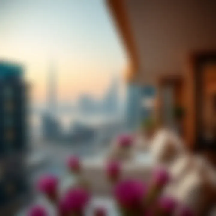 Scenic view of Al Badia Residence with Dubai skyline in the background