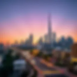 Stunning view of Al Bandar's skyline against the evening sky