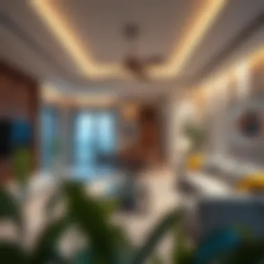 Stylish interior design of a living space in Al Hathboor Residence