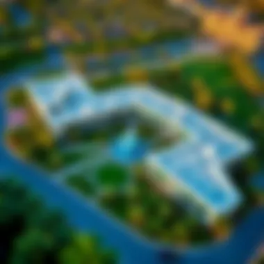 Aerial View of Al Jada Park Aerial view of Al Jada Park showcasing its lush greenery and modern architecture