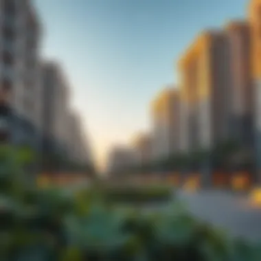 Residential Buildings Near Al Jada Park Modern residential buildings surrounding Al Jada Park, emphasizing luxury living