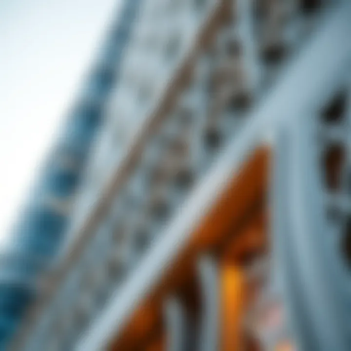 Intricate Facade Design of Al Naeem Twin Tower Close-up of the architectural details of the Al Naeem Twin Tower facade