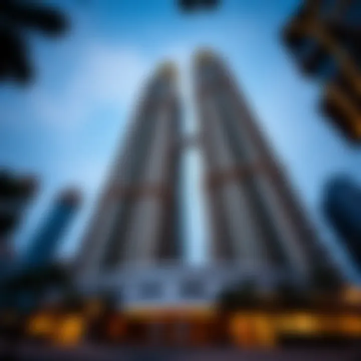 Ground-Level View of Al Naeem Twin Tower View from the base of Al Naeem Twin Tower, highlighting its grandeur