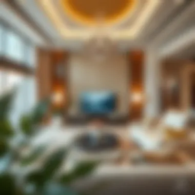 Elegance in Living Spaces at Bahwan Villas Luxurious living room design within Bahwan Villas highlighting elegance