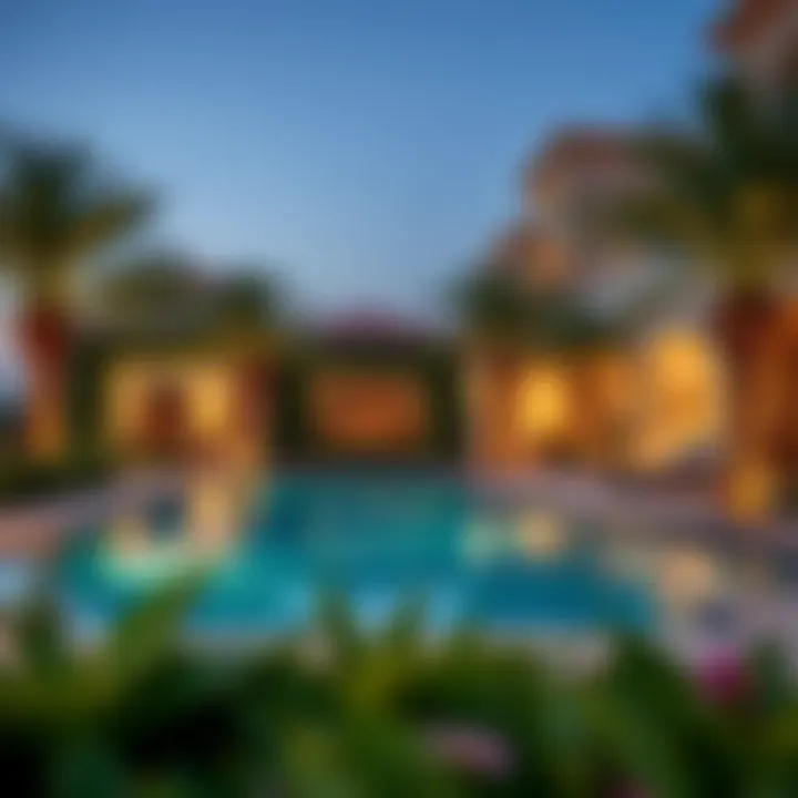 Outdoor Oasis: Amenities at Bahwan Villas Exquisite outdoor amenities including a pool and landscaped gardens at Bahwan Villas