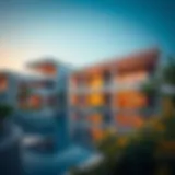 Architectural Marvel of Bahwan Villas Stunning exterior view of Bahwan Villas showcasing modern architecture