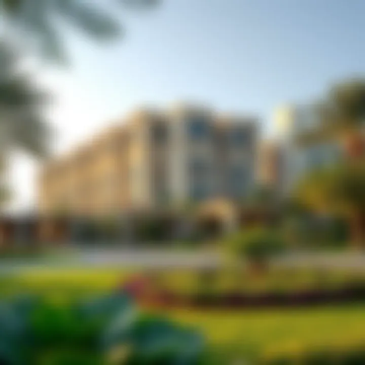 Beautifully landscaped surroundings of a premier residential building