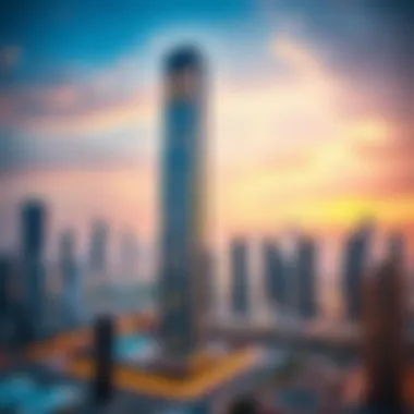 Burlington Tower surrounded by the vibrant Dubai skyline