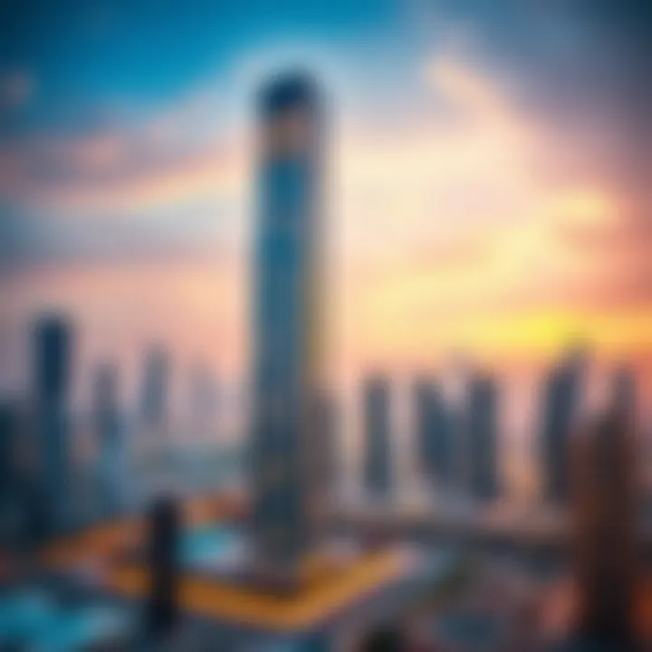 Burlington Tower surrounded by the vibrant Dubai skyline