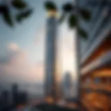 Panoramic view of Burlington Tower showcasing its architectural design