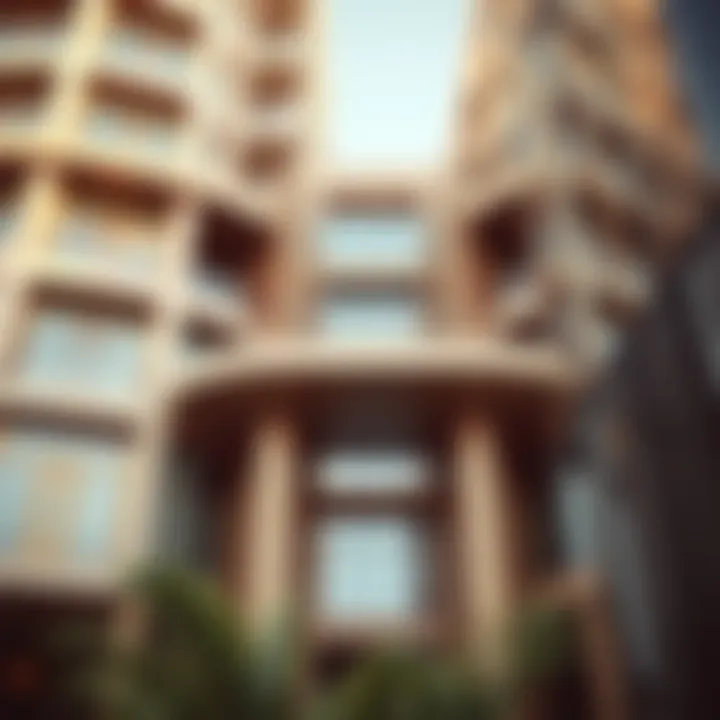 Close-up of Al Hassani Tower's modern architectural details