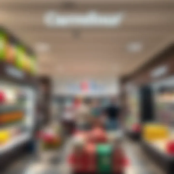 Interior layout of Carrefour highlighting product variety and consumer engagement