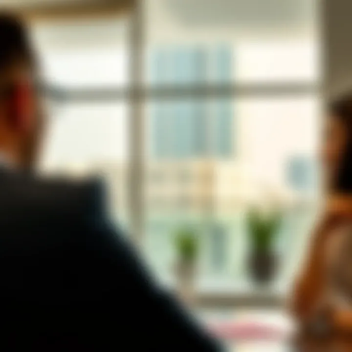 Real estate agent discussing properties with client