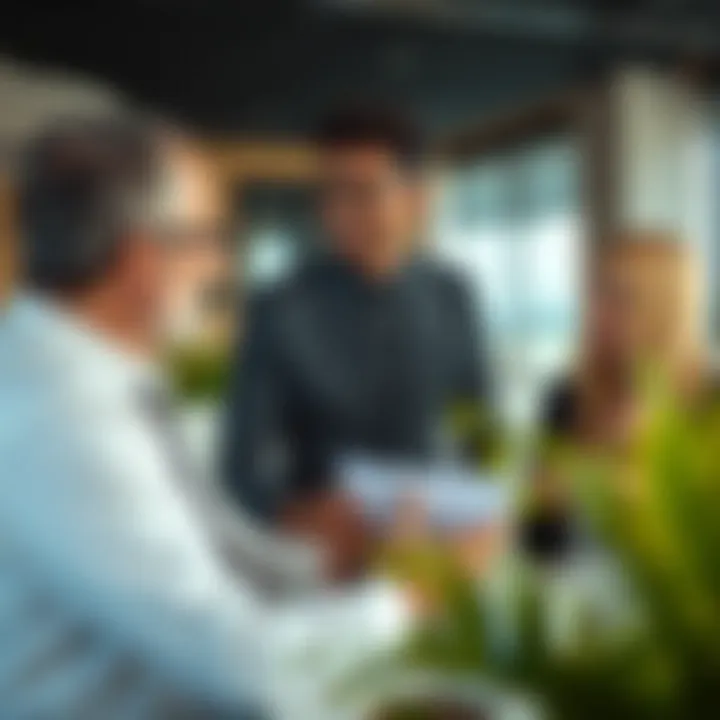 A professional discussing real estate options with a potential client