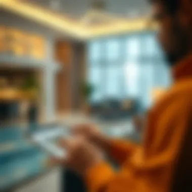 An individual browsing real estate listings on a digital device