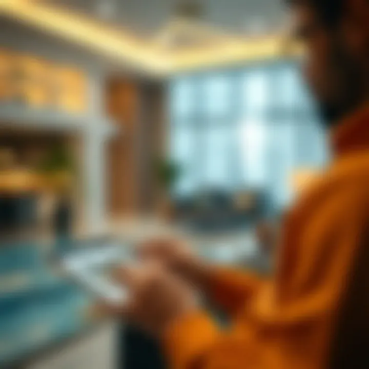 An individual browsing real estate listings on a digital device