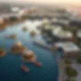 Aerial view of Damac Lagoons showcasing the serene water features and lush landscapes