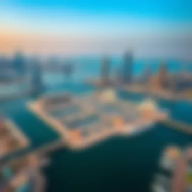 Aerial view of Dubai Creek Harbour showcasing the skyline and waterfront
