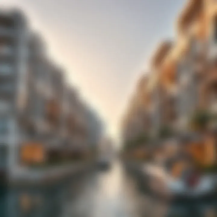 Modern architectural design of residential buildings in Dubai Creek