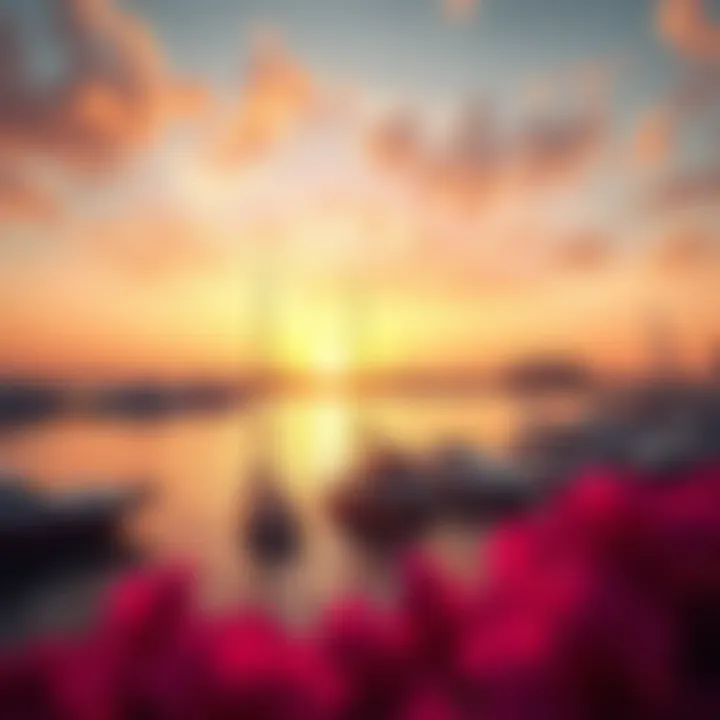 Breathtaking sunset over the Dubai Creek Harbour featuring yachts