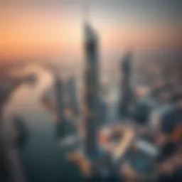 Aerial view of Dubai Creek Tower showcasing its unique architectural design