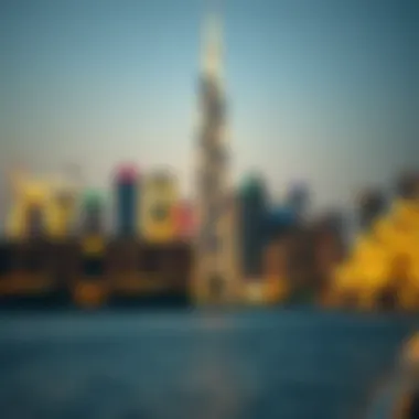 Night view of Dubai Creek Tower illuminated against the Dubai skyline