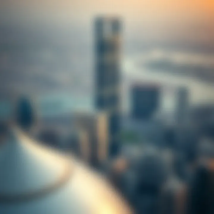 Landscape view of Dubai Creek Tower surrounded by urban development