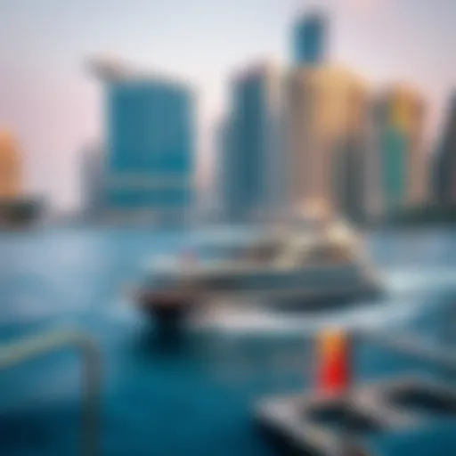 Dubai Marina Ferry Sailing Through Scenic view of Dubai Marina ferry in action