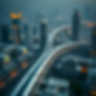 Aerial view of Dubai Metro stations integrated into the urban landscape