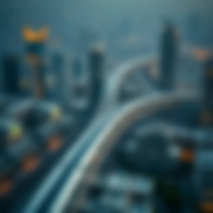 Aerial view of Dubai Metro stations integrated into the urban landscape