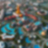 Aerial view of Dubai Parks and Resorts showcasing its expansive layout and attractions.