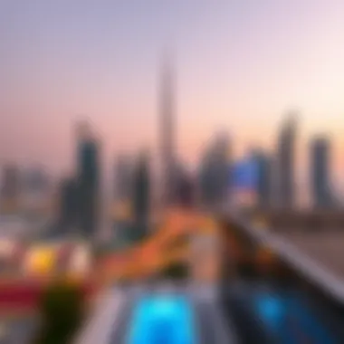 An overview of Dubai's skyline with strategic locations of furnished apartments