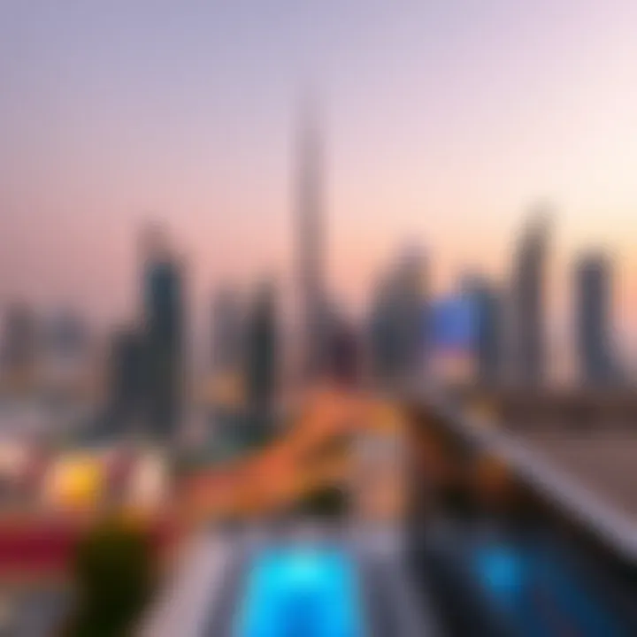 An overview of Dubai's skyline with strategic locations of furnished apartments