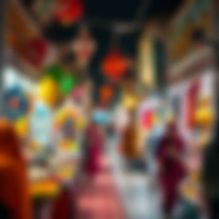 A vibrant market scene showcasing Eid festivities and local crafts