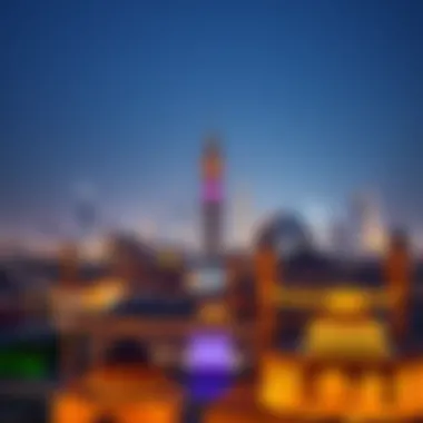 Scenic view of Dubai skyline during Eid ul Fitr, emphasizing the city's vibrancy