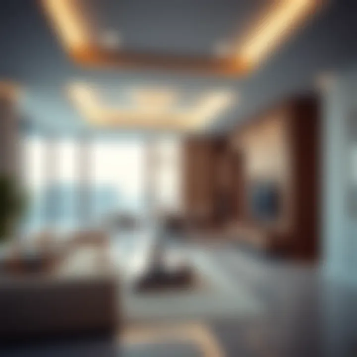 Luxurious living space inside an Elan townhouse featuring contemporary design