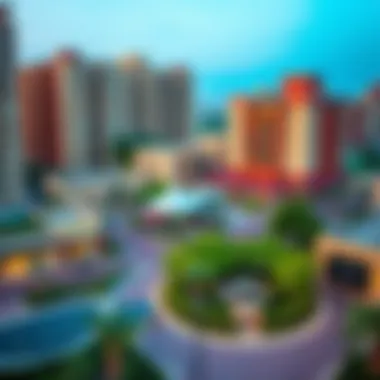 Vibrant neighborhood surrounding Emaar apartments with parks and shopping areas