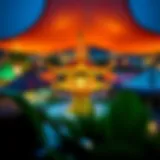 A panoramic view of the Global Village showcasing diverse cultural pavilions