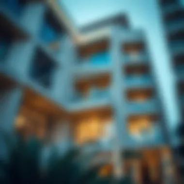 Architectural details of a modern building in مجمع الامارات