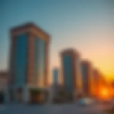Vibrant Al Khail Gate skyline at sunset