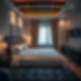 A cozy hotel room showcasing comfortable bedding and modern decor