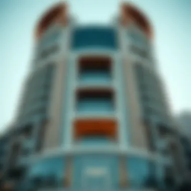 Architectural details showcasing the facades of Al Aneeqa Tower