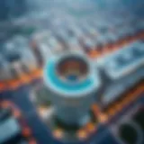 Aerial view of Al Barsha Business Point showcasing its modern architecture