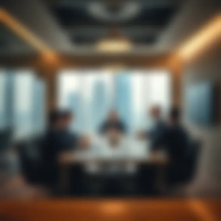 Business professionals discussing in a meeting room in Al Barsha Business Point