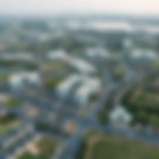 Aerial view of Al Hills City showcasing residential areas and green spaces