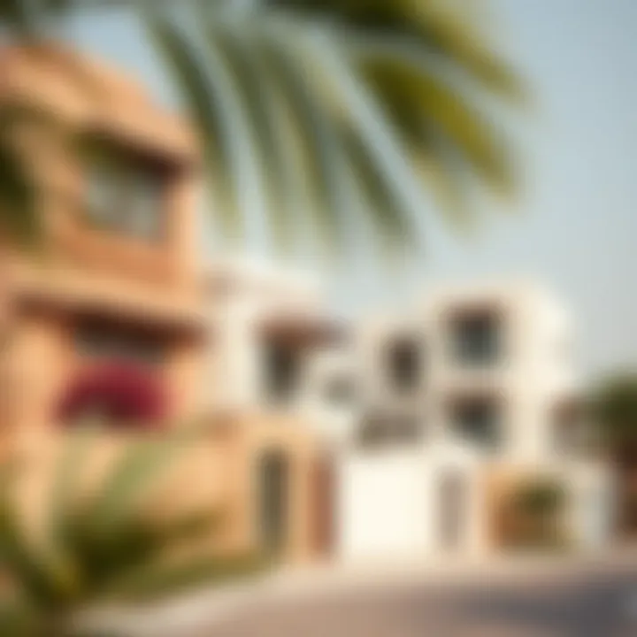 A close-up of the unique architectural styles of residences in Al Mamzar
