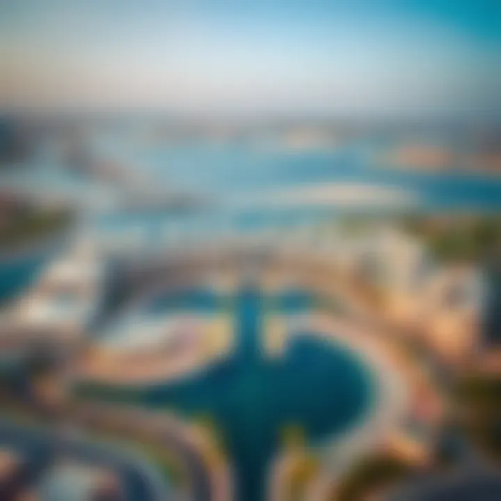 Aerial view of Al Mayan Yas Island showcasing its stunning architecture